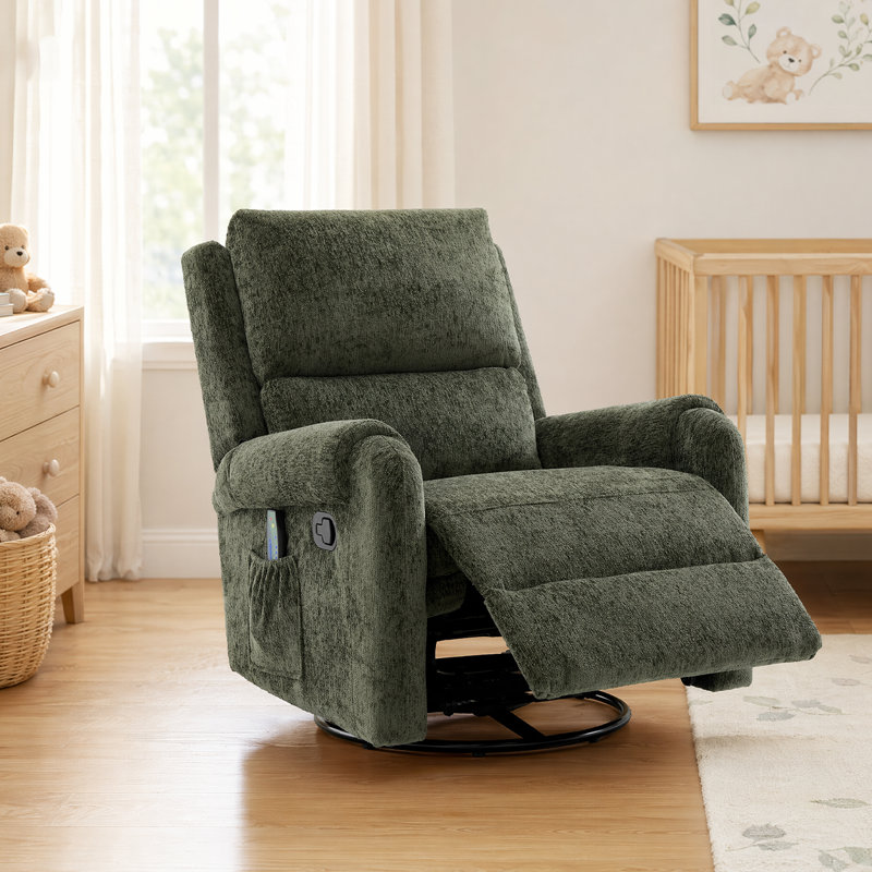 Fauteuil de chambre de bébé inclinable avec massage - Fauteuil inclinable pivotant avec poche latérale et dossier réglable