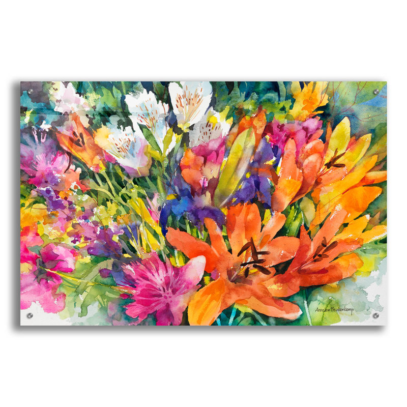 «Blooming Group» par Annelein Beukenkamp, art mural en verre acrylique, H 24 po x l 36 po x P 0,2 po
