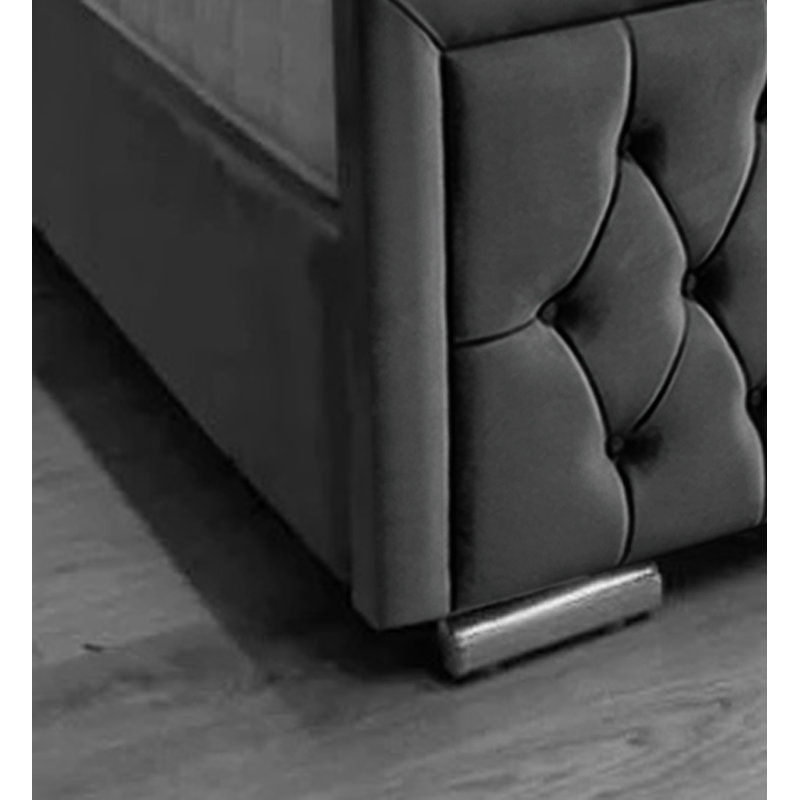 Brentley Upholstered Bed, Grey, King (150 x 200 cm)