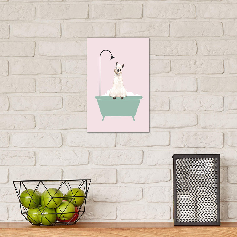 Llama Enjoying Bubble Bath by Big Nose Work - Print on Canvas, 20.32 cm H x 30.48 cm W, No Frame