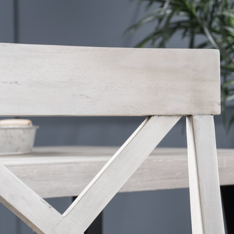 Chaise d'appoint en bois massif Gelacio, Gris clair