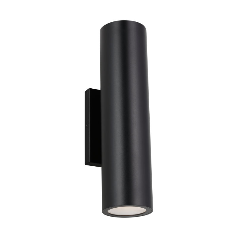 Sean Lavin Pressa 2-light outdoor round medium wall sconce light in black finish with glass shades, Black, 12"H x 4"W x 3"D