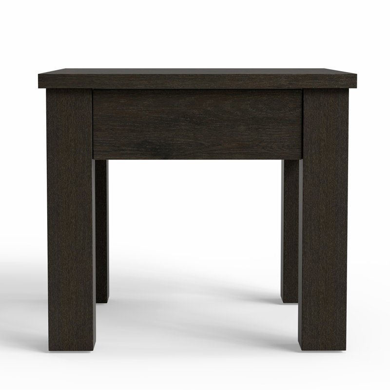 Table de bout en bois naturel avec motif à losanges pastel, table de chevet à poignées dissimulées, Expresso fissuré