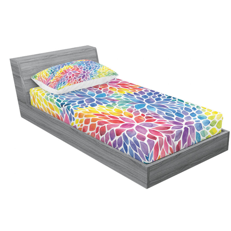 Microfiber Floral Sheet Set, Twin Sheet Set + Fitted Sheet + 2 Pillowcases