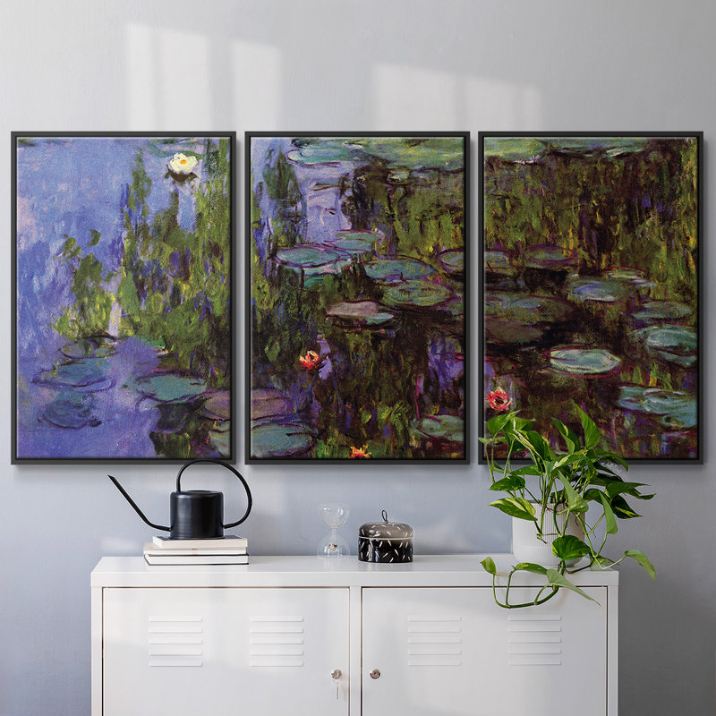 Jardins par Monet, 3 pièces, Noir, H 40 po x l 78 po x P 2 po