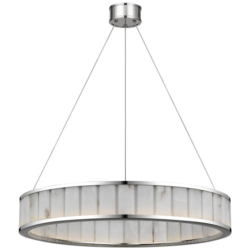 Chapman & Myers Iterna 30" Ring Chandelier in Polished Nickel with Alabaster, Polished Nickel