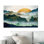 Art mural en toile de coton abstrait bleu bohémien inspiré des montagnes bleues, idéal pour un cadeau personnalisé sur le thème de la nature