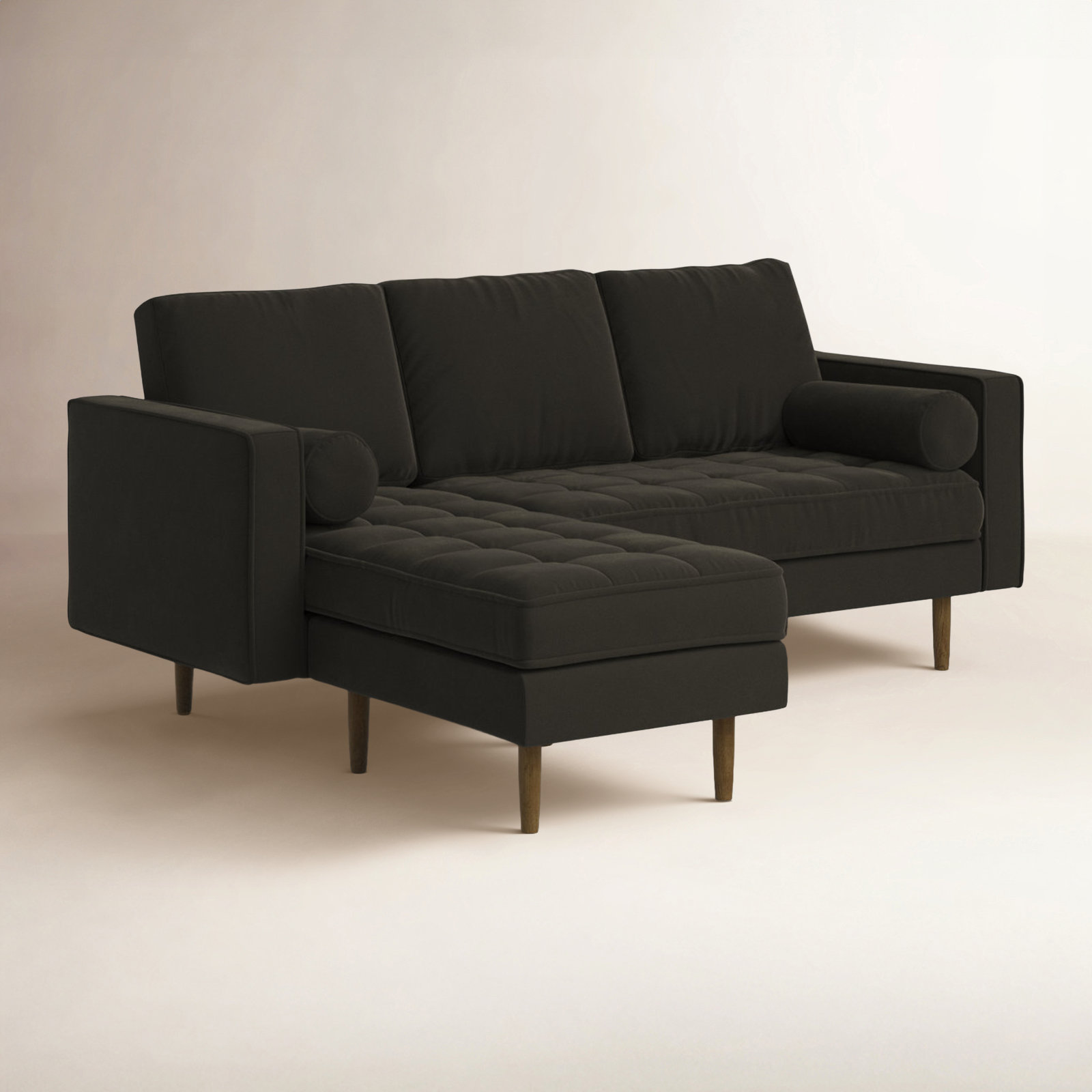 Geo Velvet Reversible Sofa and Chaise, Bella Smoke Performance Velvet