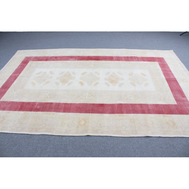 Grand tapis Oushak rétro en jaune estompé, idéal pour rehausser l'esthétique de votre salon