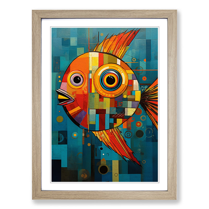 Fish Constructivism No.2 - Framed Print, Oak, 46cm H x 34cm W x 2cm D