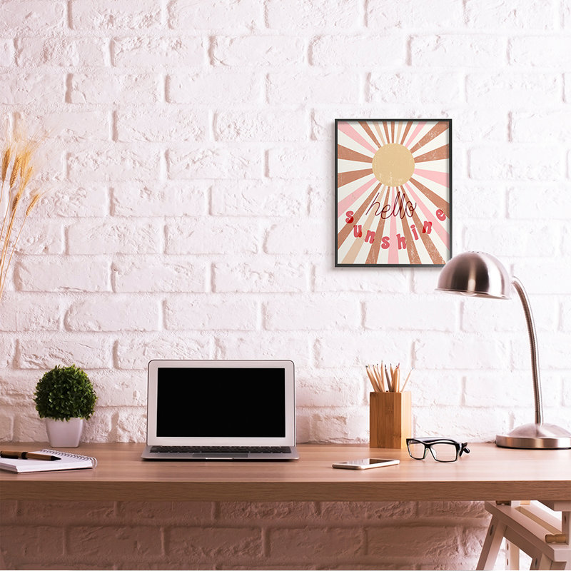 «Hello Sunshine Expression Light Bursts Pink Red» par Daphne Polselli - impression d'art graphique