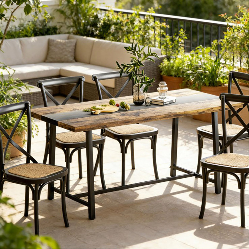 Longue table de salle à manger, table de cuisine avec grand plateau et pieds en acier, pour votre maison