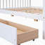 Lit double en bois avec tiroirs, blanc