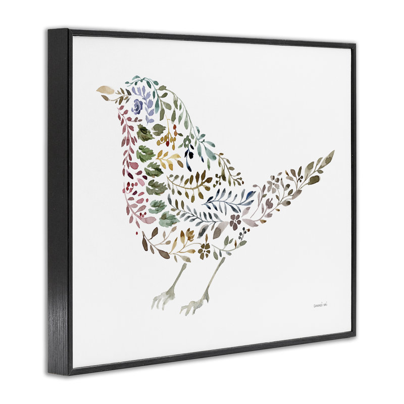  Art floral, giclée d'oiseaux par Danhui Nai, H 11 po x l 14 po, Giclée encadrée noir minuit