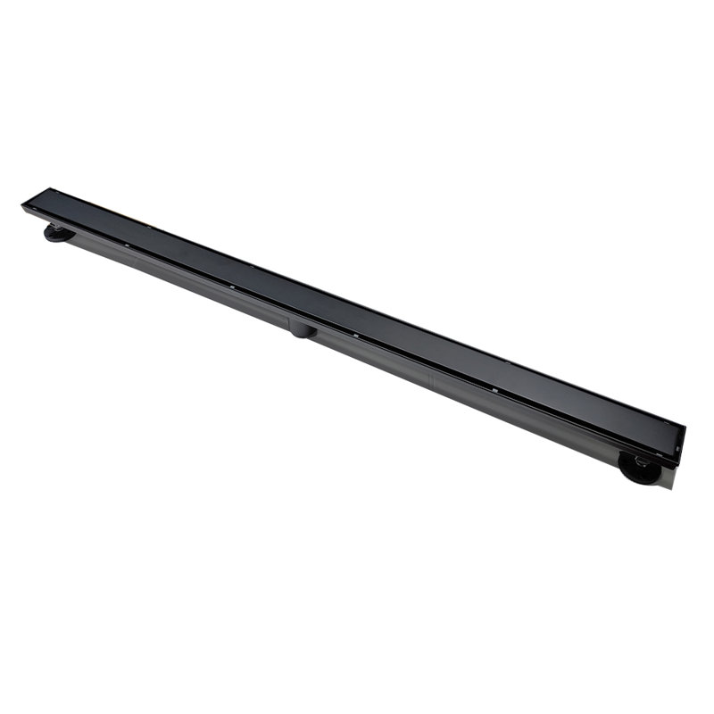 Oceanic, 2-in-1 Flat & Tile-in Cover, 47” Linear Shower Drain, Base and Grate Made of Marine-Grade Stainless Steel 316, Matte Black Finish, Kit Includes: Hair Strainer, Key, Leveling feet.