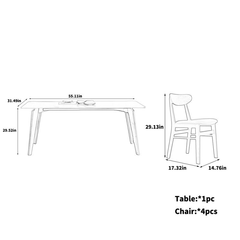 Ensemble de salle à manger Elegant, H 29,52 po x L 55,11 po x l 31,49 po