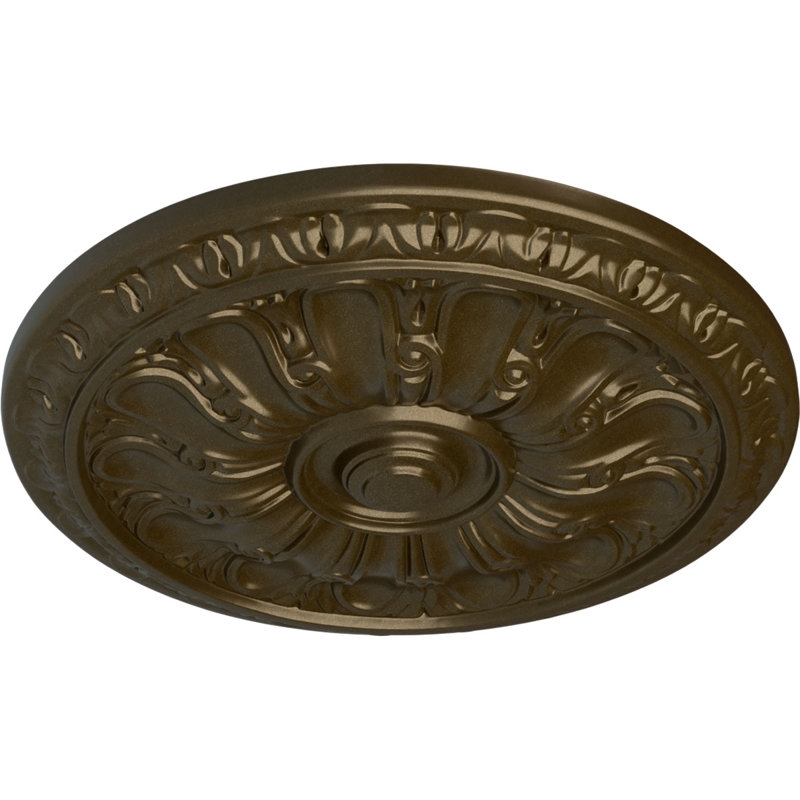 Endurathane Kirke Ceiling Medallion, 15 3/4"OD x 5/8"P (Fits Canopies up to 3 3/4"), Hand-Painted Brass Finish, Brass