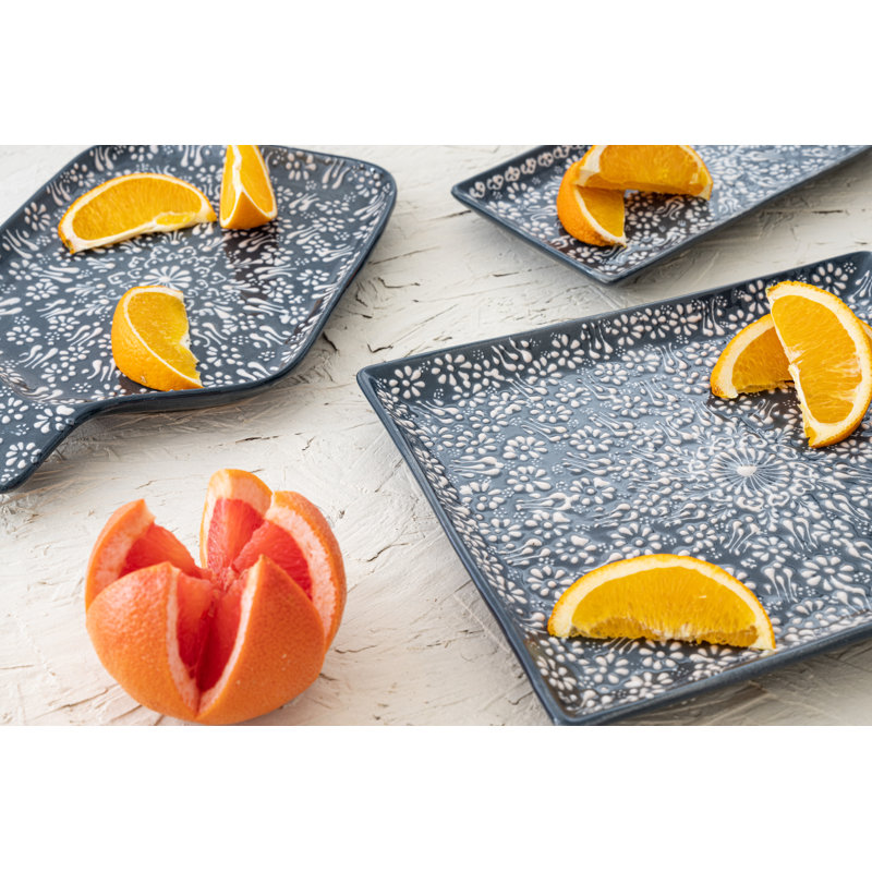 Hand Painted Ceramic Ceramic Tray, Gray