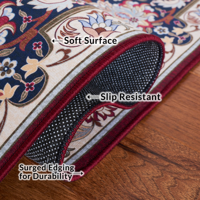 Tapis rouge / bleu marine / crème czarnetzki, Rond 4 pi
