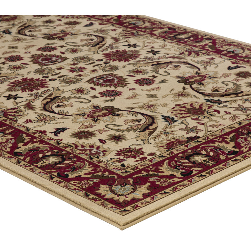 Tapis ivoire à tissage plat Bitner, Rectangle 5 pi 3 po x 7 pi 3 po