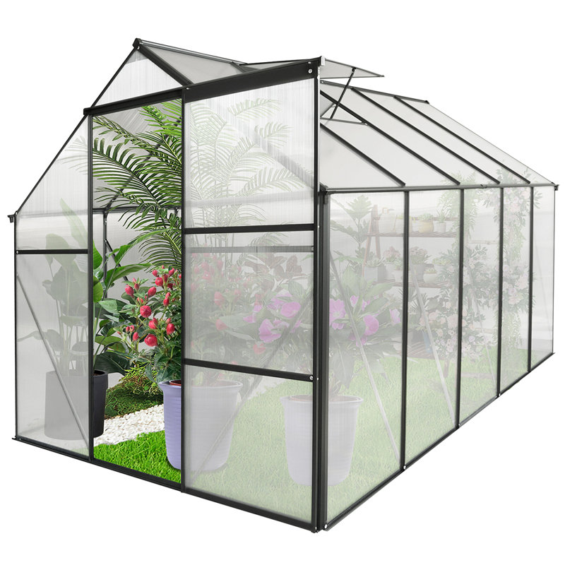 Base surélevée en polycarbonate pour serre, Noir, noir, noir, noir, H 75,6 po x l 74,4 po x P 74,4 po