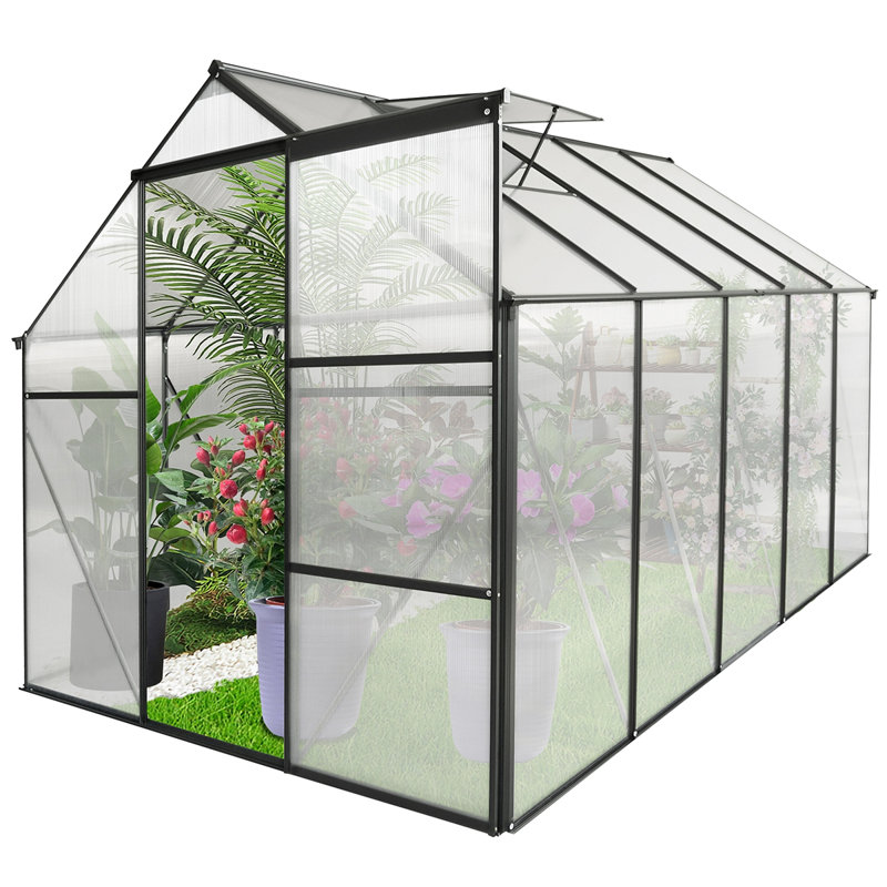 Base surélevée en polycarbonate pour serre, H 5,91 po x l 73,62 po x P 6,3 po, Noir, noir, noir, noir
