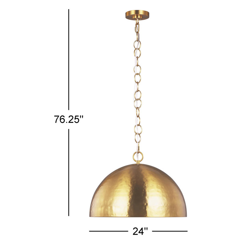 Luminaire suspendu en forme de dôme à 1 lumière Neri Tarver, Bronze brillant