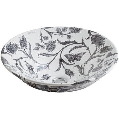 Botanical Study Round Vessel Bathroom Sink
