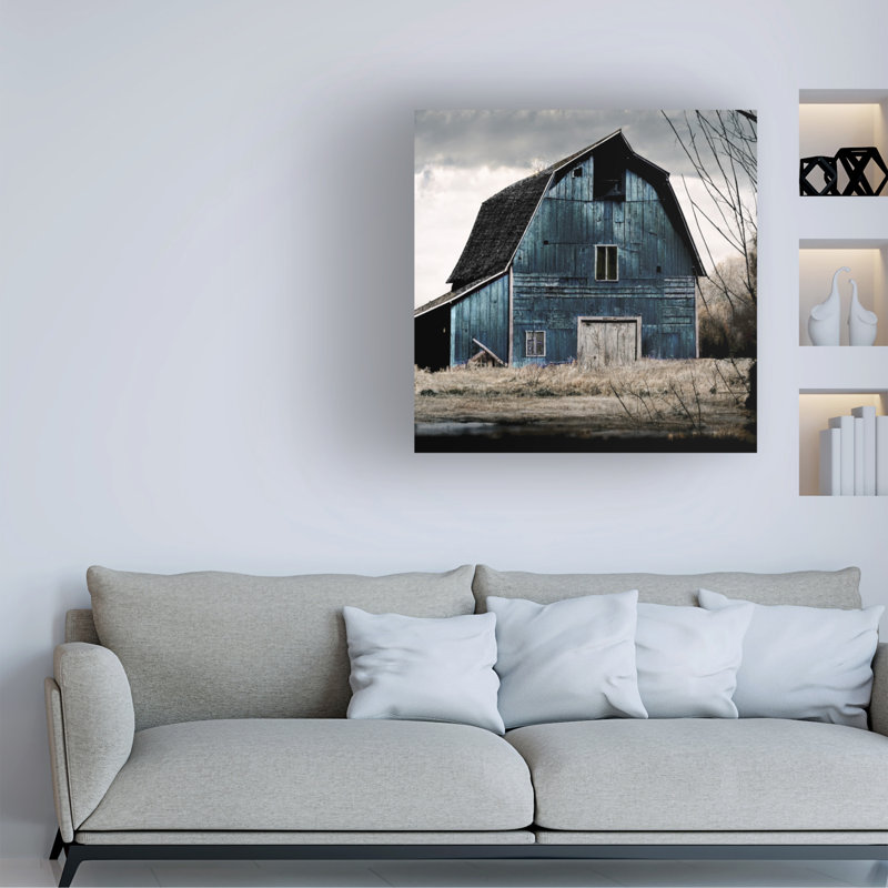 Art mural sur toile tendue - «Blue Barn» de Sasha pour décoration de salon, de chambre à coucher ou de bureau - 24 x 24