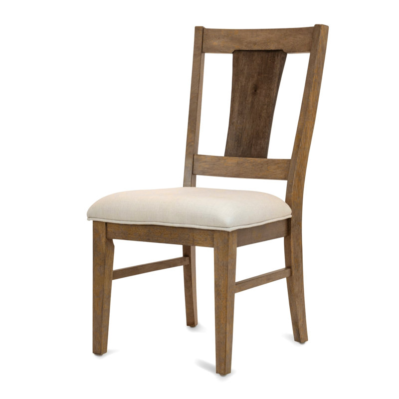 - Chaise d'appoint rembourrée - Ensemble de 2 - Finition chêne naturel et noyer - Revêtement crème