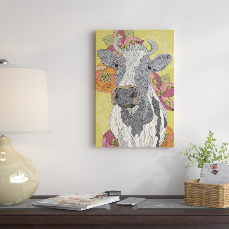 «The Cow», impression sur toile tendue, H 26 po x l 18 po x P 1,5 po, Toile encadrée noire, Pas de tapis