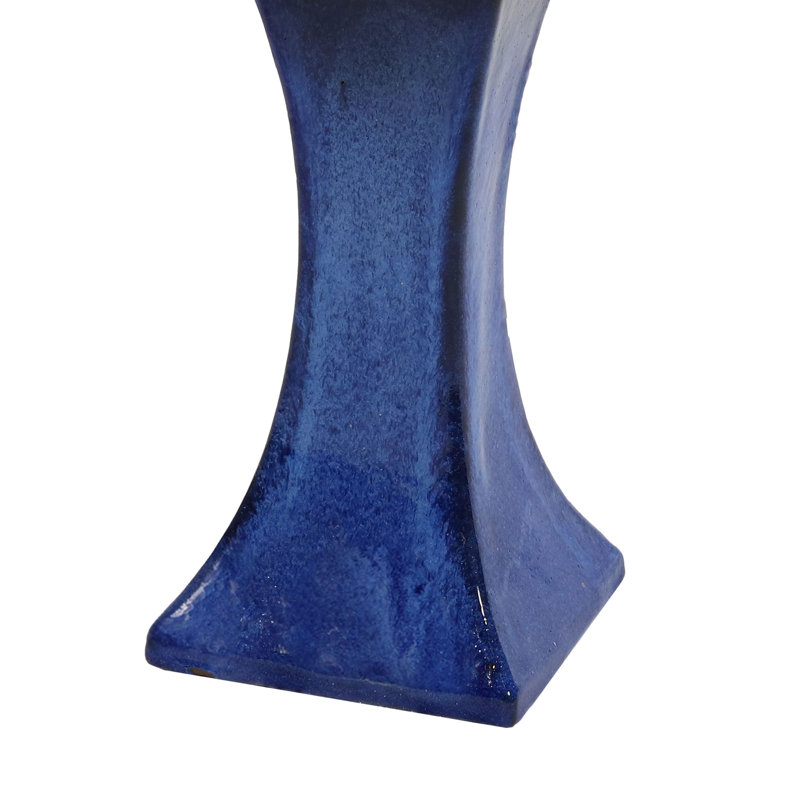 Bain d'oiseaux extérieur en céramique Samere, autoportant, finition bleue résistante aux rayons UV