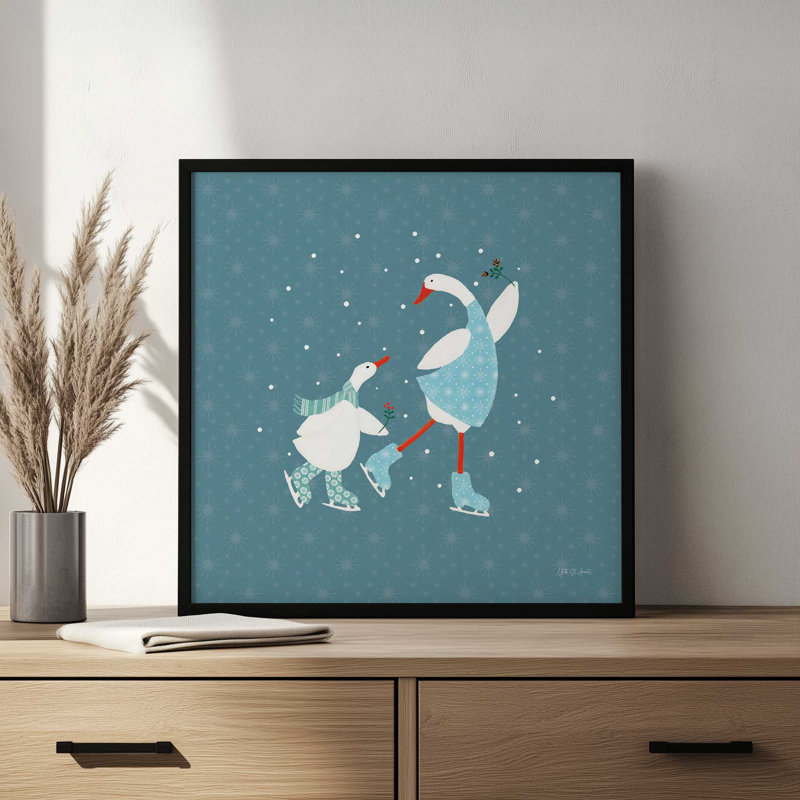 «Ducks in the Snow» par Yvette St. Amant, reproduction d'art, H 12 po x l 12 po, Or