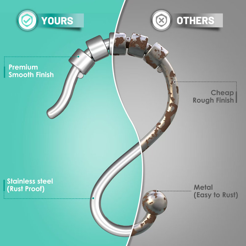 Rust Proof Metal Shower Curtain Hooks Rings