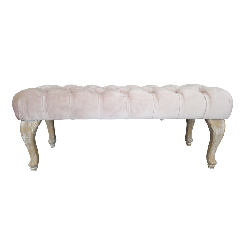 Glennon Polyester Upholstered Bench, Light Pink