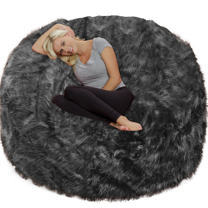 Bean Bag Chair - Giant Faux Fur Classic Memory Foam filled Furniture Bean Bag Pouf for Lounging, Reading, Gaming and Watching TV for Adults - Big Sofa with Plush, Ultra Soft Faux Long Fur Cover in Multiple Colors and Sizes