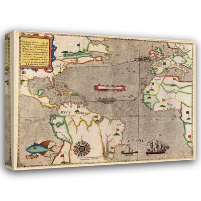 Trent Austin Design® Vintage Maps Gallery Wrapped Canvas Art Titled: Sir Francis Drake in Santa Domingo 1589