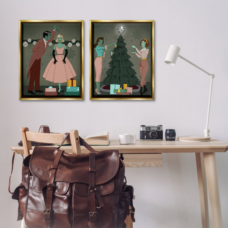«Modern Festive Holiday Decorating», ensemble de 2 toiles flottantes encadrées par Grace Popp, H 31 po x l 25 po