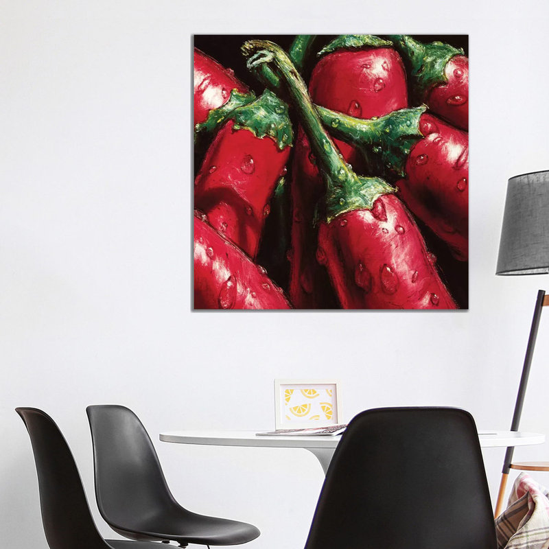 Hot Peppers by AlmaCh - Wrapped Canvas Painting, 93.98 cm H x 93.98 cm W x 3.175 cm D