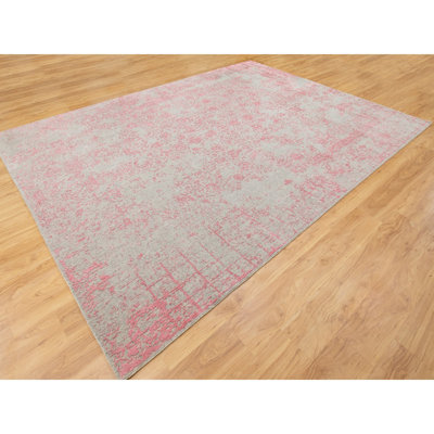 Tapis décoratif rose-unique noué à la main 9 pi x 12 pi Charliedavid