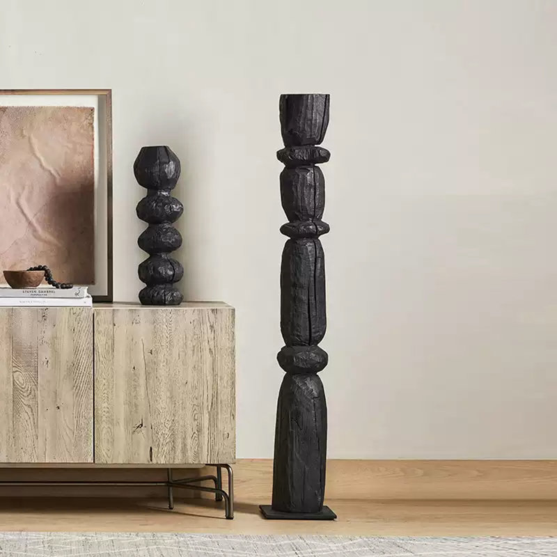 Zen-Style Pine Wood Sculpture Decorations