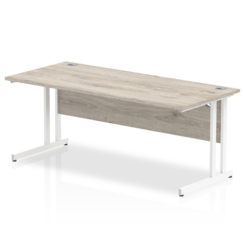 Impulse Steel Desk, 73cm H x 180cm W x 80cm D, White, Grey