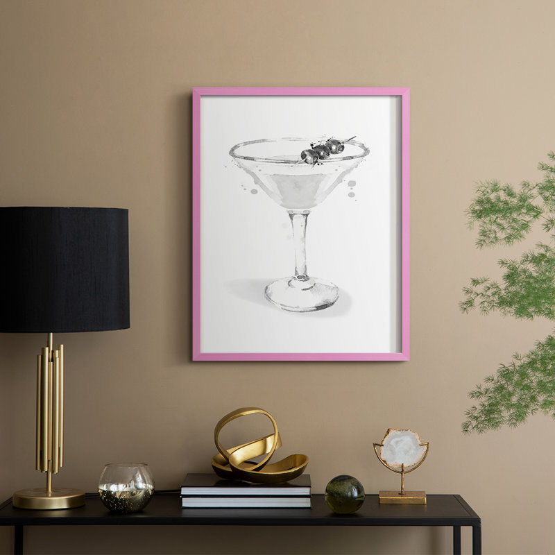 Habillé de martini blanc, reproduction encadrée - bois massif, H 30 po x l 24 po, Rose