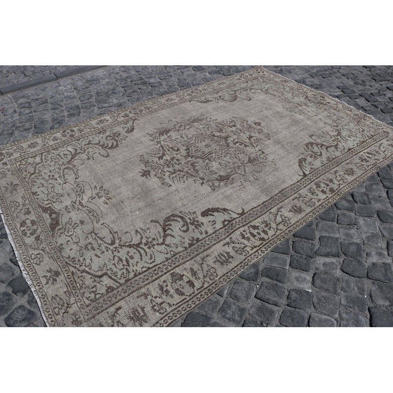 Grand tapis Oushak turc antique en brun - décoration de chambre à coucher rétro Anatolian