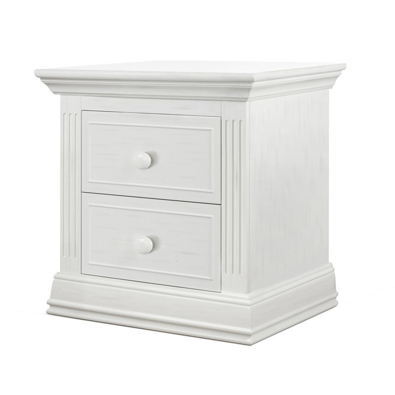 Table de chevet 2 tiroirs Providence, Blanc rétro