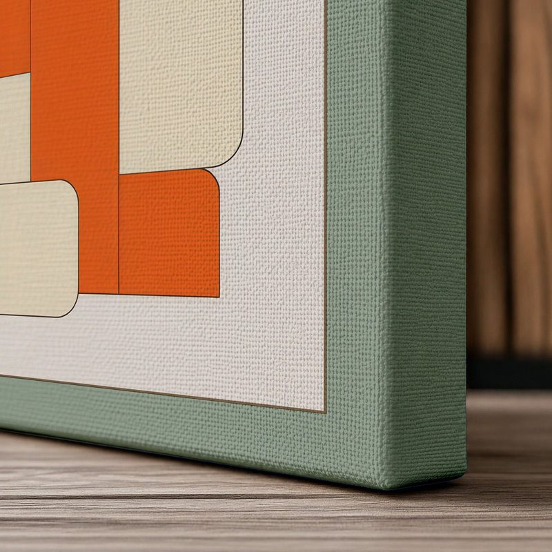Burnt Orange Tessellation Geometric - Wrapped Canvas, 36x24 - 91.4 x 61.0 cm, Sage Border