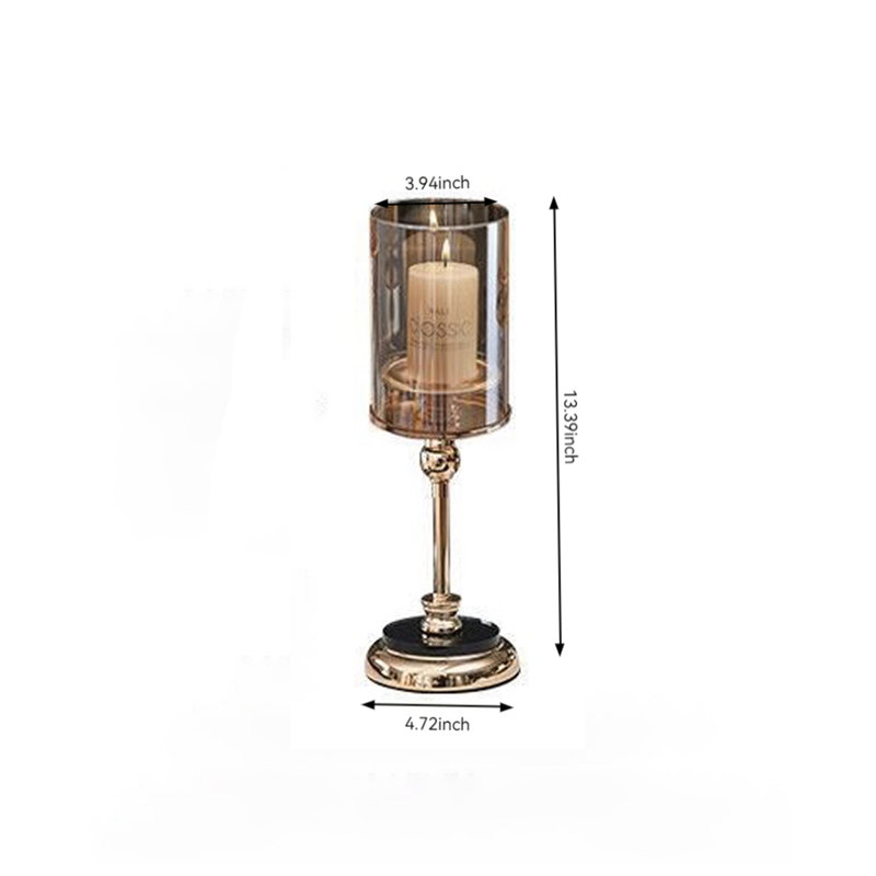 Metal Tabletop Candlestick, 13.39" H x 4.72" W x 4.72" D