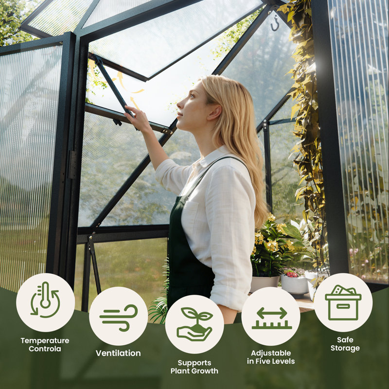 Polycarbonate Greenhouse, 6.4' H x 4' W x 6' D