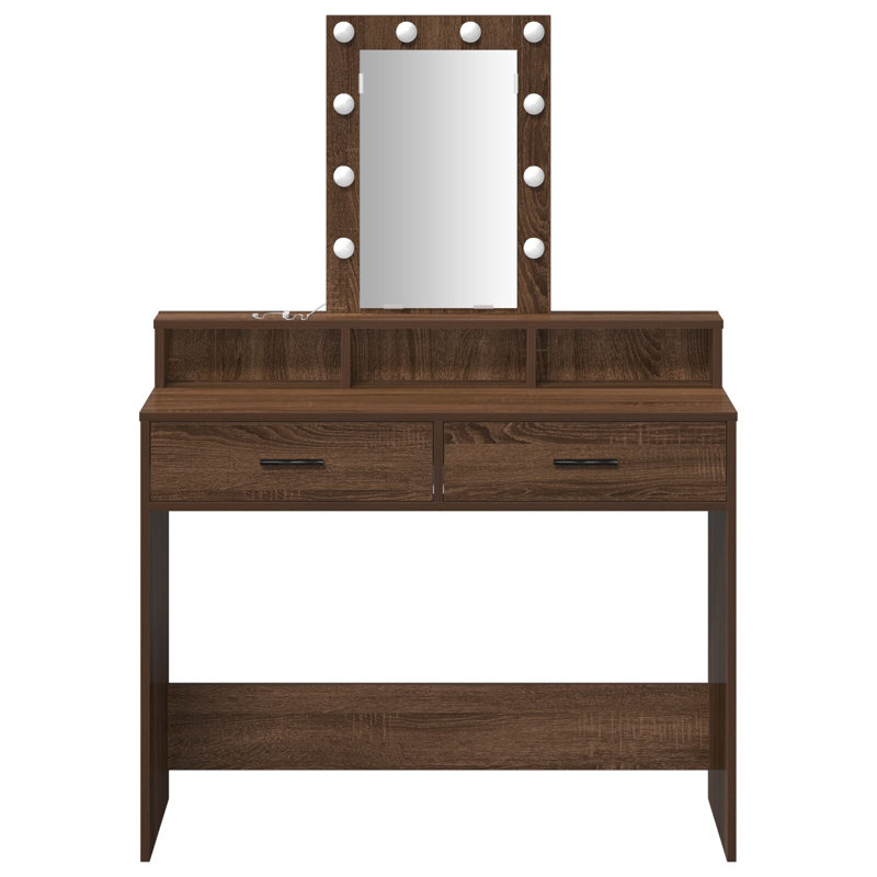 100 X 41 X 140 Cm Mirror Vanity Table, Brown Oak
