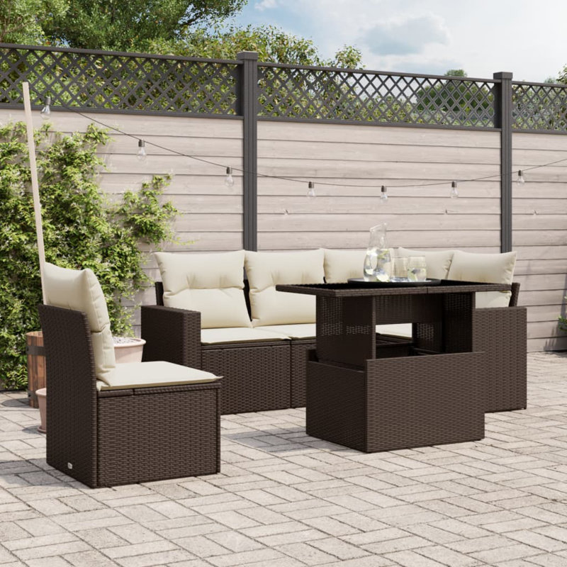 Ensemble de canapé de jardin modulaire en rotin PE brun 6 pièces Vidaxl